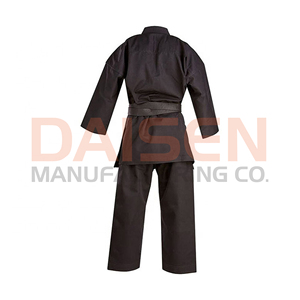 Kimono de karaté noir unisexe pour adulte, 100 % coton, durable, vêtement d'arts martiaux, coupe classique, style uni teint - Product Image 5