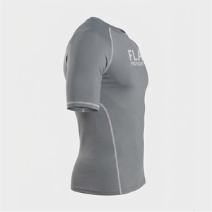 Flair <b>Men's</b> Gray Short Sleeve Compression T-Shirt Slim Fit Quick Dry Sporty O-Neck <b>Base</b> <b>Layer</b> - Product Image 4