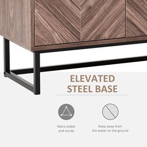 2 Door Walnut Free Standing Storage Cabinet Adjustable Shelf Double Door <b>Sideboard</b> Console Table for Kitchen & Living Room - Product Image 5