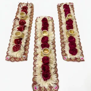 AARNA COLLECTION Traditional Art Deco Floral Tapestry Wall Hanging <b>Red</b> Roses <b>Candle</b> Holders Birthday Wedding Home Decor - Product Image 4