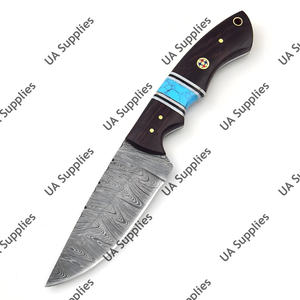 Couteau de chasse et de camping à lame fixe en acier Damas, manche intégral, ultra-affûté, pointe tombante industrielle, OEM, bois Wenge - Product Image 4