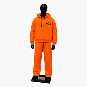 Ensemble de survêtement Orange Money Bag Logo pour homme, sweat à capuche et pantalon de jogging de qualité supérieure, streetwear décontracté, vêtements de sport athlétiques, tissu doux - Product Image 1