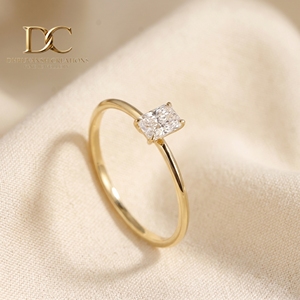 แหวนทองคำแท้ 14KT งานแฮนด์เมดใหม่ ประดับเพชรทรงแปดเหลี่ยมเจียระไนแบบบริลเลียนท์ เพชรเพาะเลี้ยงในห้องปฏิบัติการ รับรองโดย IGI เครื่องประดับสำหรับผู้หญิง เหมาะสำหรับทุกโอกาส - Product Image 3