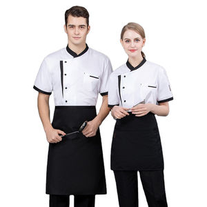 Veste de chef de cuisine de style japonais à manches 3/4 pour hommes et femmes, veste de travail pour restaurant, bar, serveur, cuisinier, tissu tissé - Product Image 1