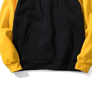 Men's Black <b>Yellow</b> Color Block <b>Hoodie</b> Pullover Sweatshirt Raglan Sleeve Kangaroo Pocket Drawstring - Product Image 6