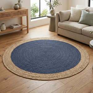 Terracotta Orange <b>Round</b> Jute Rug 180 cm, Handwoven Braided Natural Fiber Circular Rug for Contemporary Homes - Product Image 5