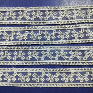 High on demand Breathable Lightweight Floral Border Embroidered glass Nylon Organza Lace <b>Trim</b> Dresses <b>Curtains</b> - Product Image 1