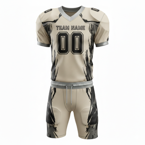 ชุดยูนิฟอร์มอเมริกันฟุตบอลแบบกำหนดเองพร้อมกางเกงขาสั้น ตำแหน่งโลโก้ด้านหน้า ผลิตจากโพลีเอสเตอร์ 100% ป้องกันแบคทีเรีย แห้งเร็ว ใช้ได้ทุกฤดู - Product Image 2