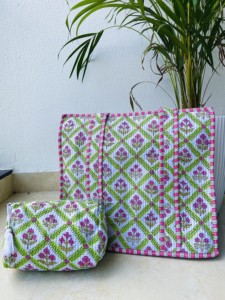 Bolsa de Aseo Acolchada de Algodón con Estampado Artesanal Ecológico para Mujer, con Cierre de Cremallera, Ideal para Viajes, Playa, Compras Diarias y Primavera - Product Image 2