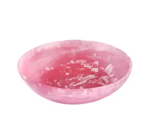 Quality Acrylic Resin Handmade Salad Bowl Fruit Bowl With Marble Texture And Aqua Swirl Pattern Used In Home Hotel And Bar