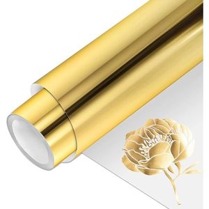 Rotolo di vinile HTV metallizzato ROG 12 pollici x 5 piedi, vinile cromato oro a trasferimento termico facile da tagliare per decorazioni fai da te e rifiniture con termopressa - Product Image 1