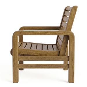 Chaise de jardin contemporaine en teck massif avec larges accoudoirs, dossier à lattes horizontales, confortable, pour salon, imperméable - Product Image 3