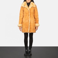 Manteaux en fourrure de mouton Toscana jaune, style fourrure, respirants, en cuir, pour femmes, vêtements chauds d'hiver