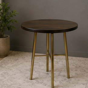 Modern Round <b>Coffee</b> <b>Table</b> <b>Walnut</b> Top Metal Legs Midcentury Living Room Furniture Durable Design - Product Image 4