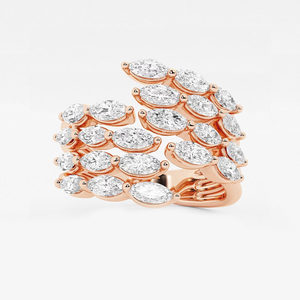 Anillo Abierto con Diamante Cultivado en Laboratorio Marquise, 1.75 Quilates de Peso Total, Elegante Diseño Abierto, Anillo de Diamantes de Moda, Joyería Fina - Product Image 1