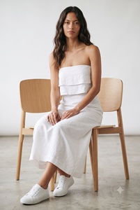 Robe longue en coton slub à manches courtes et imprimé floral pour femme, écologique, idéale pour la plage, blanche, cadeau pour elle - Product Image 1