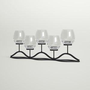 Modern Black Steel <b>Candle</b> Stand with 5 Glass Holders Home Decoration Durable Metal Design At <b>Cheap</b> Price - Product Image 3