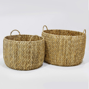 Juego de 2 Cestas de Almacenamiento Multifuncionales Hechas a Mano con Jacinto de Agua, Diseño Tejido Ecológico para Frutas y Maquillaje - Product Image 3