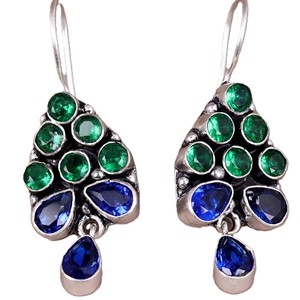 Pendientes Colgantes Étnicos Bohemios Tribales de Latón Oxidado Plateado para Mujer |   Regalo Vintage con Cristales y Diamantes de Imitación - Product Image 1