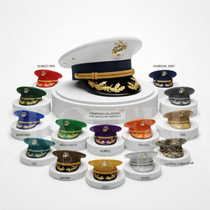 Accepted Private Label Custom Embroidered Peak Cap Custom Design Formal Uniform Style <b>Hat</b> Adjustable Outdoor Headwear Caps - Product Image 1
