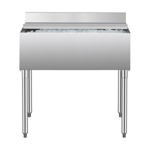 Contenitore per Ghiaccio Sottobar in Acciaio Inox Commerciale da 95,3 L, 35,9 X 19 X 37 Pollici con Coperchio Scorrevole e Portabottiglie per Bevande e Uso Bar - Product Image 1