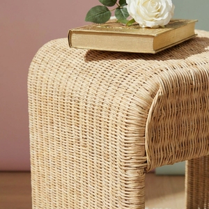Modern Handwoven Natural Rattan Dining Side <b>Table</b> Small Accent Coffee Stand Furniture For Home Restaurant Cafe Hotel Resort - Product Image 5