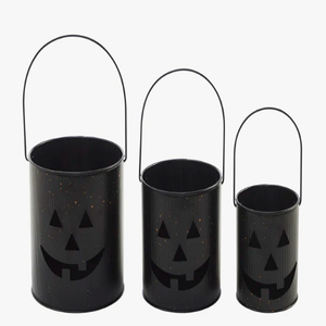 Ensemble de 2 lanternes en forme de seau Jack O' Lantern, décoration d'Halloween, lanternes à bougies - Product Image 2