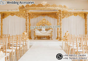 Mariage Srilankan Paon Mandap Grand Mandap Mariage Indien Paon Top Mariage Mandap Golden Setup Décor Fabricant USA - Product Image 6