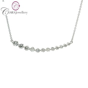 สร้อยคอ AU750สีขาว/เหลืองทองพร้อมเพชรธรรมชาติงานทำมือชั้นเยี่ยม - Product Image 1