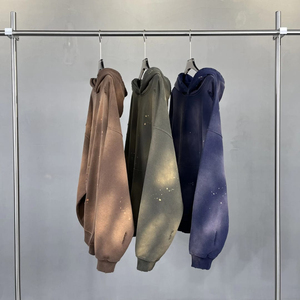 Sweat à capuche pour homme 100% coton, coupe courte, épaules tombantes, uni, de luxe, effet délavé soleil, délavé à l'acide, personnalisé, tendance et vieilli - Product Image 6