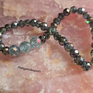 7*8 MM Blackish Green & 10 MM Light <b>Blue</b> 3 Piece Moissanite Diamond <b>Beads</b> - Product Image 1