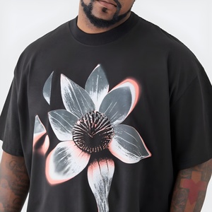 เสื้อยืดคอตตอนโอเวอร์ไซส์สำหรับผู้ชาย พิมพ์ลายโลโก้แบบพัฟฟ์ สไตล์สตรีทแวร์ แขนสั้น ทรงหลวม ผ้าคุณภาพสูง - Product Image 4