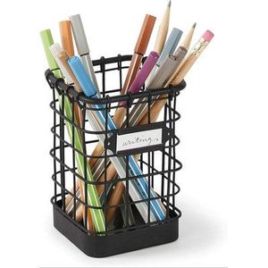 Standing Iron Metal Pen Pencil Holder Antique Finish Lightweight Contemporary Design for Home <b>Study</b> Room Office Tabletop Decor - Product Image 3