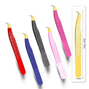 Pince à cils pointue en acier inoxydable de marque privée fine et précise belle pochette d'emballage de couleur - Product Image 1