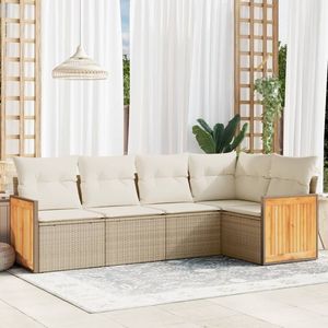 Conjunto de Sofás Grandes para Jardín en Ratán Sintético Beige con Acero con Recubrimiento en Polvo, Muebles de Exterior Premium - Product Image 1