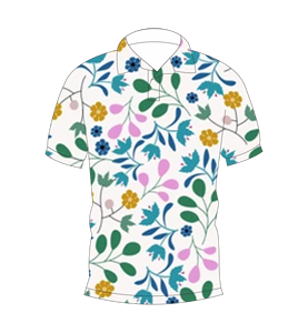 Camisa Polo Personalizada para Hombre con Estampado Floral Blanco, Manga Corta, Informal, de Verano, para Golf - Product Image 4