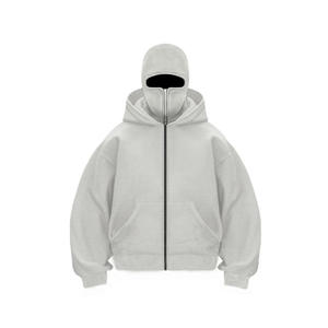 Sweat-shirt à capuche zippé épais pour homme, masque intégral, style streetwear décontracté, pour moto, ski, hiver, extérieur, tactique - Product Image 1