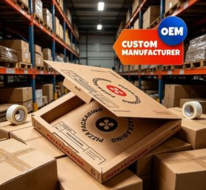 Boîtes d'emballage pour pizza en kraft personnalisées de 14 pouces, boîtes à pizza en kraft personnalisées avec logo, boîtes à pizza en carton ondulé personnalisées - Product Image 1