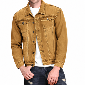 Chaqueta vaquera vintage verde para hombre, con cuello vuelto, abotonada, estilo camionero, informal, de algodón. - Product Image 2