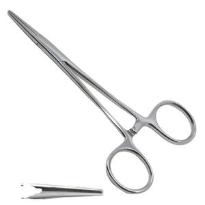 Pinza Mosquito de Alta Calidad de 5 Pulgadas de Acero Inoxidable Reutilizable, Instrumentos Quirúrgicos Dentales Manuales con Mango de Bloqueo y Fuente de Alimentación - Product Image 1