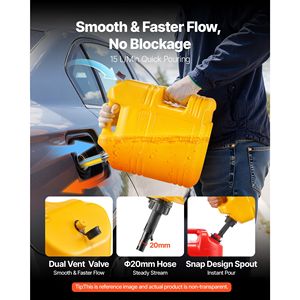 Contenitore Portatile per Carburante da 5 Galloni con Scala Graduata, Serbatoio Trasparente con Beccuccio, Design Sicuro Anti-Perdita, Portata Massima 15 L/min, per Bombole di Gas Piatte - Product Image 4