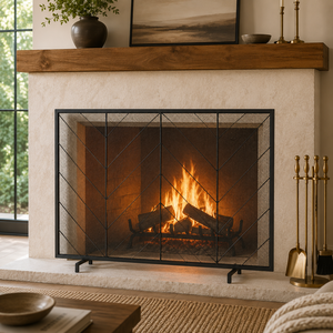 Protector de Chimenea Metálico con Diseño Octagonal Geométrico, Malla Resistente y Protector de Chispas, Protector de Hogar Independiente con Acabado Dorado - Product Image 6