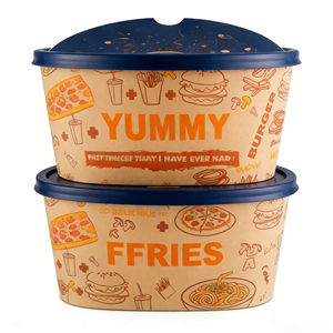 Seau en papier jetable biodégradable à paroi simple de 32 oz, 46 oz, 64 oz, 85 oz avec couvercle pour emporter - Product Image 3