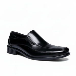 Mocassins en cuir noir à enfiler, semelle intermédiaire EVA amortie, semelle extérieure en caoutchouc, doublure en microfibre écologique, pour le bureau et les occasions professionnelles, toutes saisons - Product Image 2