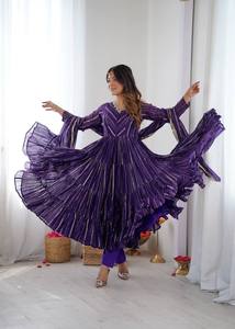 NUEVO LANZAMIENTO: SALWAR KAMEEZ ANARKALI MODERNO CON VOLANTES EN TODAS LAS MANGAS, DUPATTA DE FIESTA CON VOLANTES Y PANTALÓN - Product Image 2