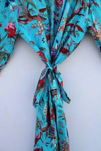 Bata Kimono con Estampado de Dibujos Animados para Mujer, de Algodón Suave y Transpirable, Camisón de Verano Hecho a Mano, ODM, Cuello en V, Cintura Elástica, Largo hasta la Rodilla - Product Image 4