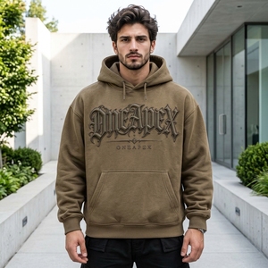 Sudadera con Capucha Oversize Marrón para Hombre con Diseño de Logotipo Frontal en Relieve, Estilo Urbano, Venta al por Mayor - Product Image 2