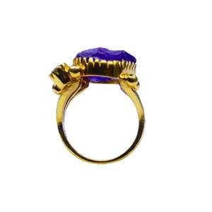 Anillo Clásico de Plata de Ley 925 Chapado en Oro con Gemas de Amatista y Peridoto para Mujer, Joyería para Bodas - Product Image 4