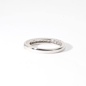 Bague de mariage demi-éternité en or blanc 10K 14K 18K avec diamant de laboratoire rond de 0,45 carat pour femme, empilable, pour anniversaire - Product Image 4