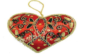 Adorno Colgante para Árbol de Navidad Hecho a Mano, Diseño Único, Bordado Zari, Cuentas, Forma de Corazón, Decoración Navideña, Proveedor Confiable - Product Image 4